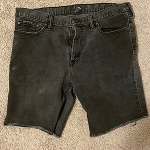 Black denim shorts